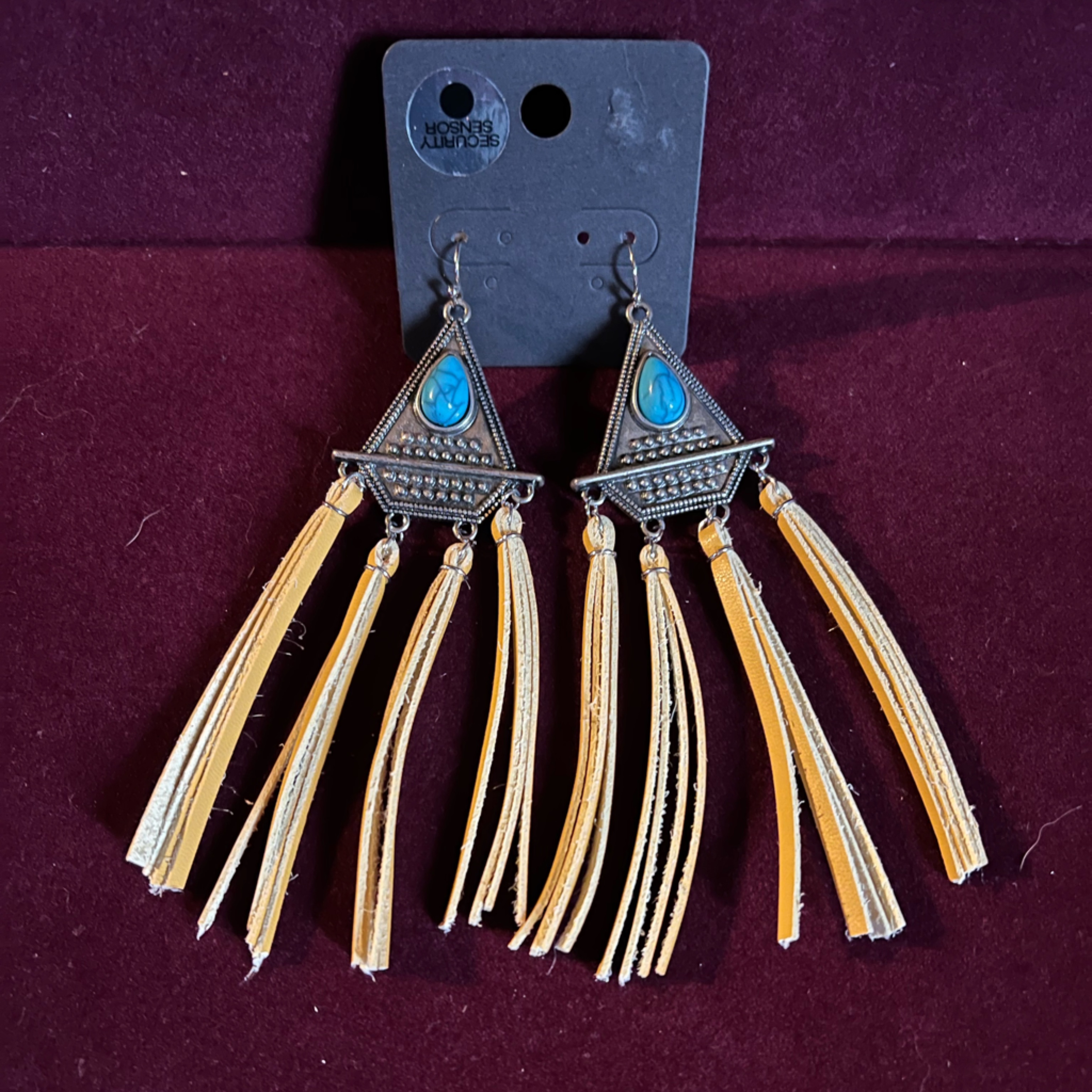 Western Turquoise Fringe Earrings 7$